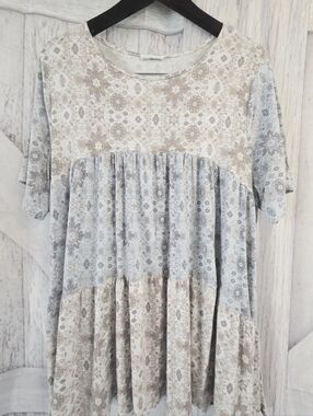 ChicSoul Boho Floral Tiered Babydoll Top Soft Lightweight 2X